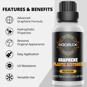 Graphene Plastic Restorer Trim Kit - Crystal Coating Plastic Restorer for Cars - Rubber Vinyl Headlight Restoration Restore a Finish Back to Black Shine Exterior Auto Detailing Supplies