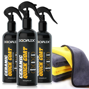 EGOFLEX Ceramic Quick Coat - Clean, Shine & Protect (3-Pack + 4 Premium Microfiber Towels)